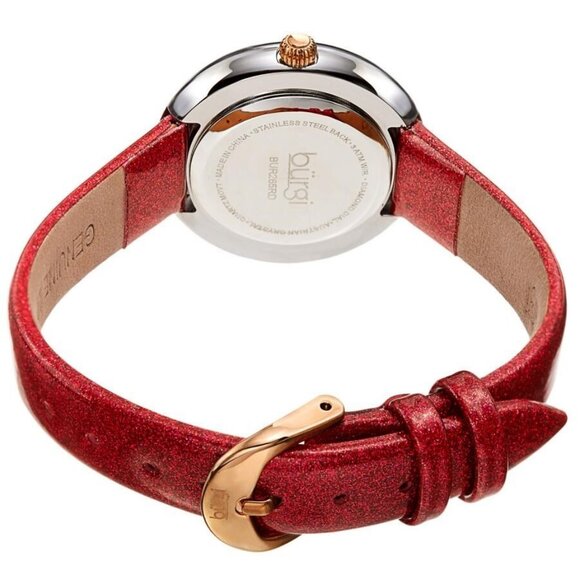 NWT Authentic Burgi Quartz Diamond Red Dial Women's Watch - Picture 4 of 4